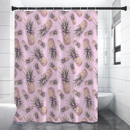 Pink Vintage Pineapple Pattern Print Shower Curtain