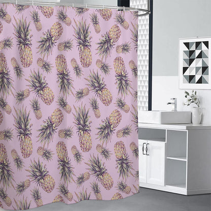 Pink Vintage Pineapple Pattern Print Shower Curtain