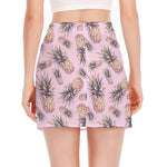 Pink Vintage Pineapple Pattern Print Side Slit Mini Skirt