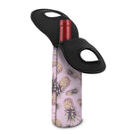 Pink Vintage Pineapple Pattern Print Single Neoprene Wine Tote