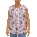 Pink Vintage Pineapple Pattern Print Sleeveless Baseball Jersey
