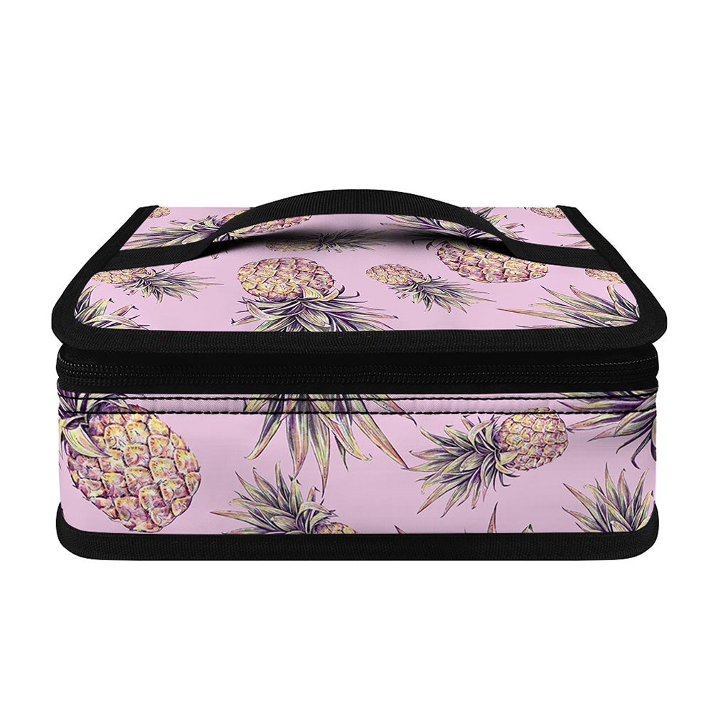 Pink Vintage Pineapple Pattern Print Small Lunch Bag