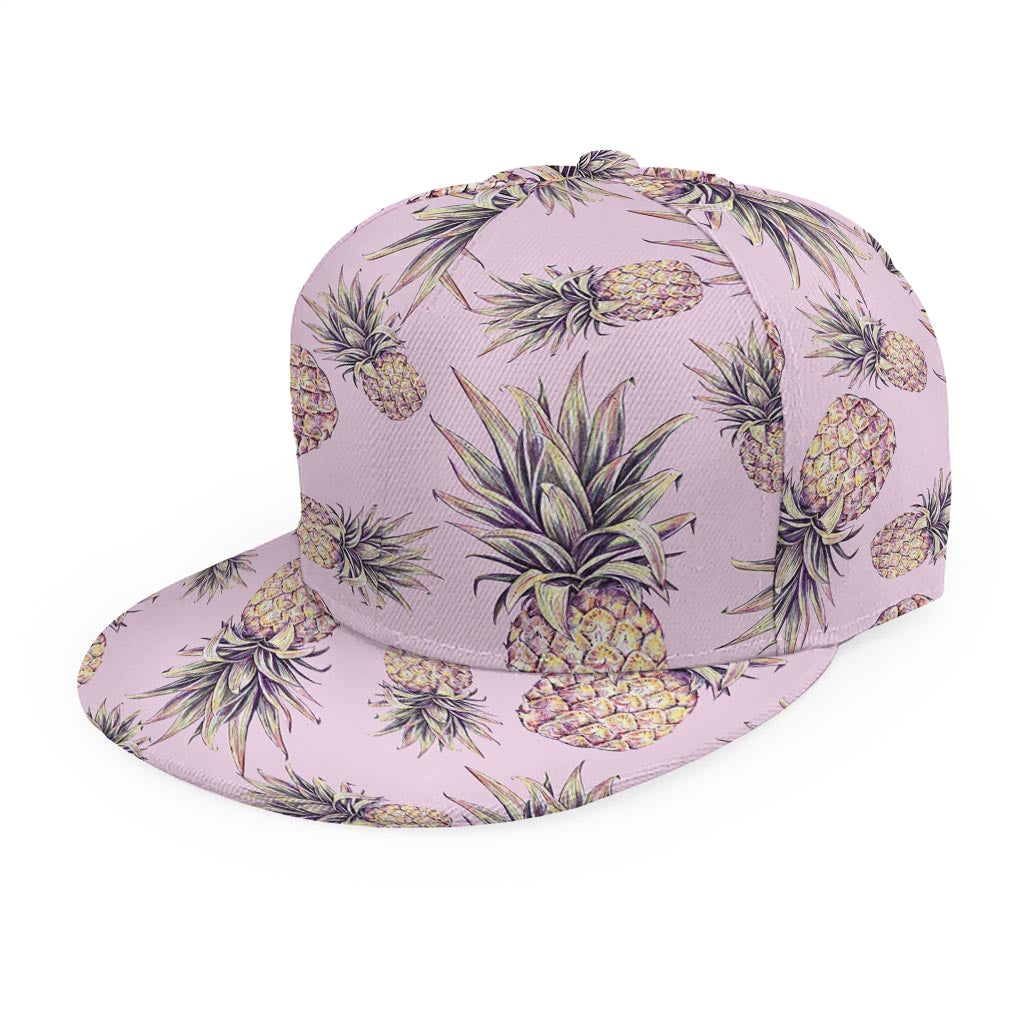 Pink Vintage Pineapple Pattern Print Snapback Cap