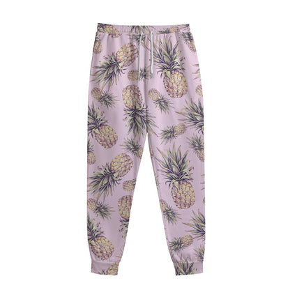 Pink Vintage Pineapple Pattern Print Sweatpants
