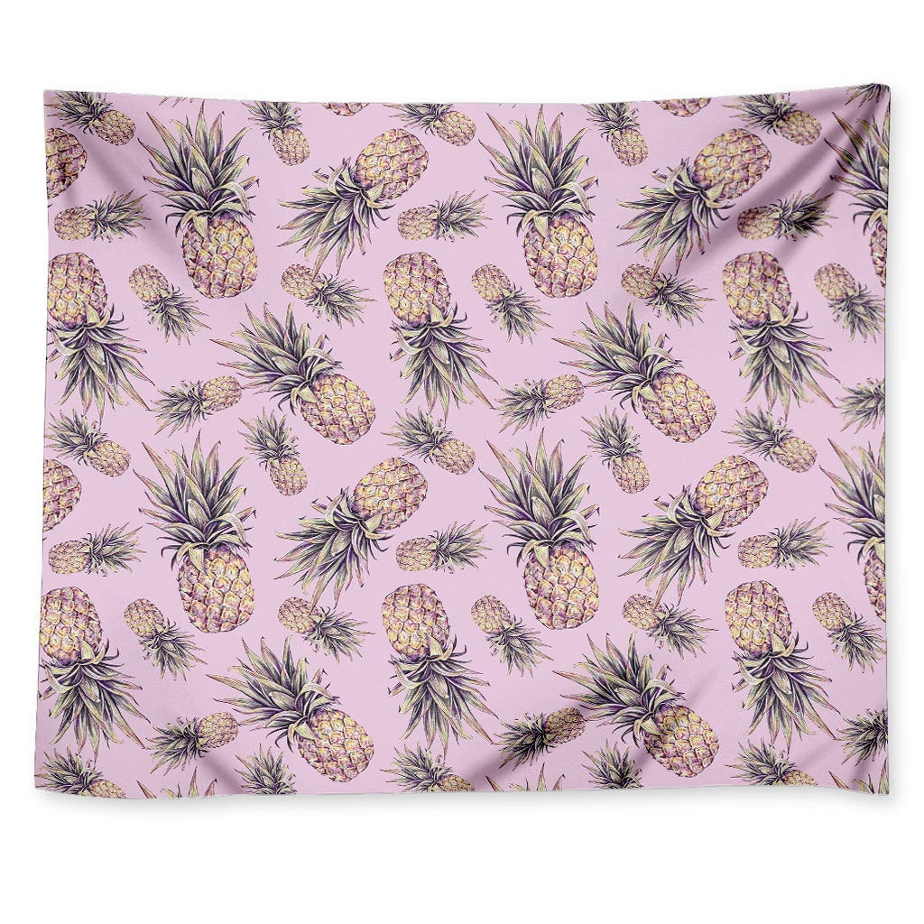 Pink Vintage Pineapple Pattern Print Tapestry