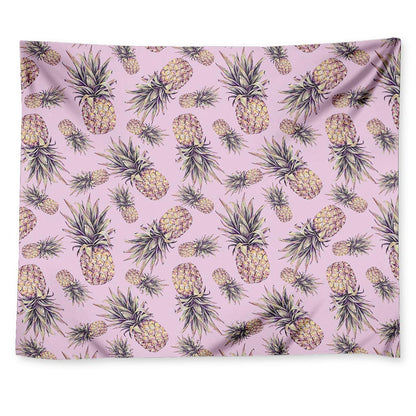 Pink Vintage Pineapple Pattern Print Tapestry