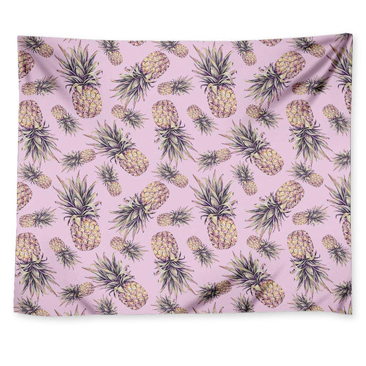 Pink Vintage Pineapple Pattern Print Tapestry