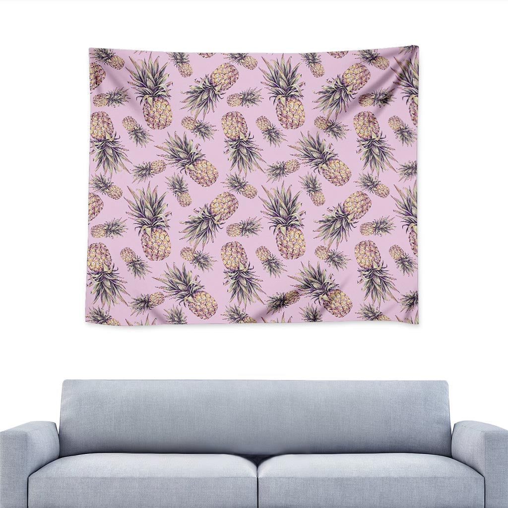 Pink Vintage Pineapple Pattern Print Tapestry