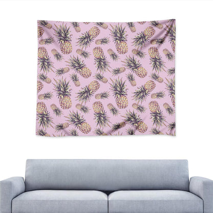 Pink Vintage Pineapple Pattern Print Tapestry