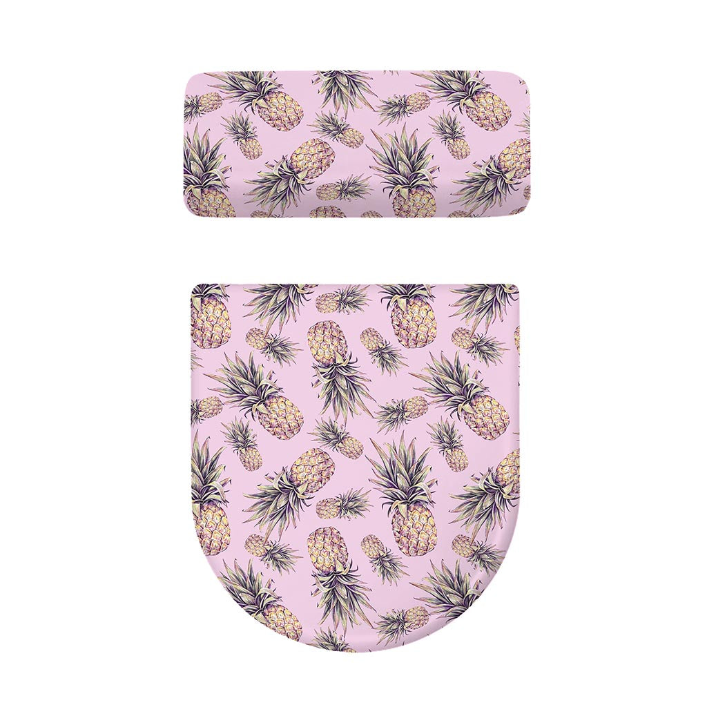 Pink Vintage Pineapple Pattern Print Toilet Lid And Tank Cover Set