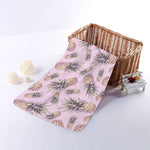 Pink Vintage Pineapple Pattern Print Towel