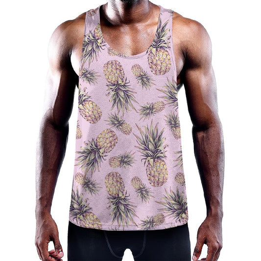 Pink Vintage Pineapple Pattern Print Training Tank Top