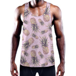 Pink Vintage Pineapple Pattern Print Training Tank Top