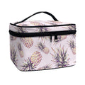Pink Vintage Pineapple Pattern Print Travel Makeup Bag