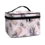 Pink Vintage Pineapple Pattern Print Travel Makeup Bag