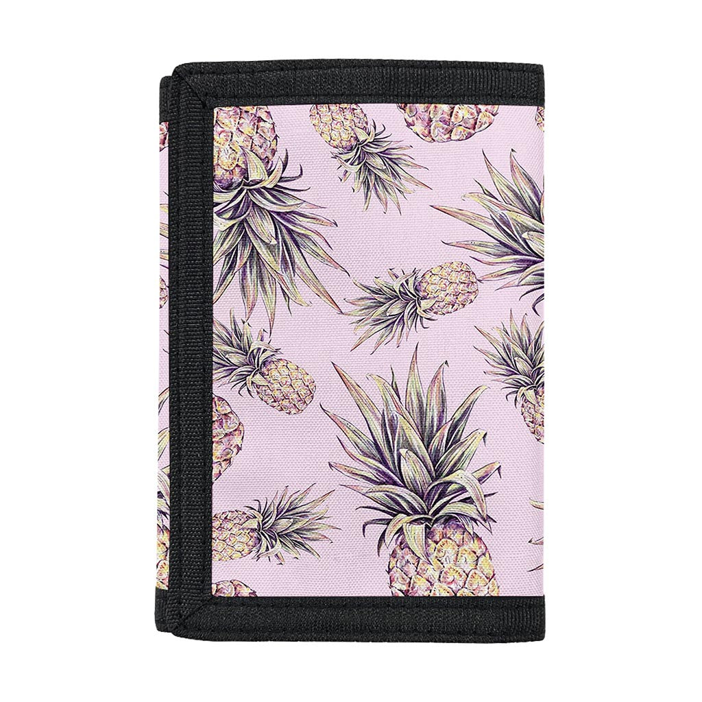 Pink Vintage Pineapple Pattern Print Trifold Wallet