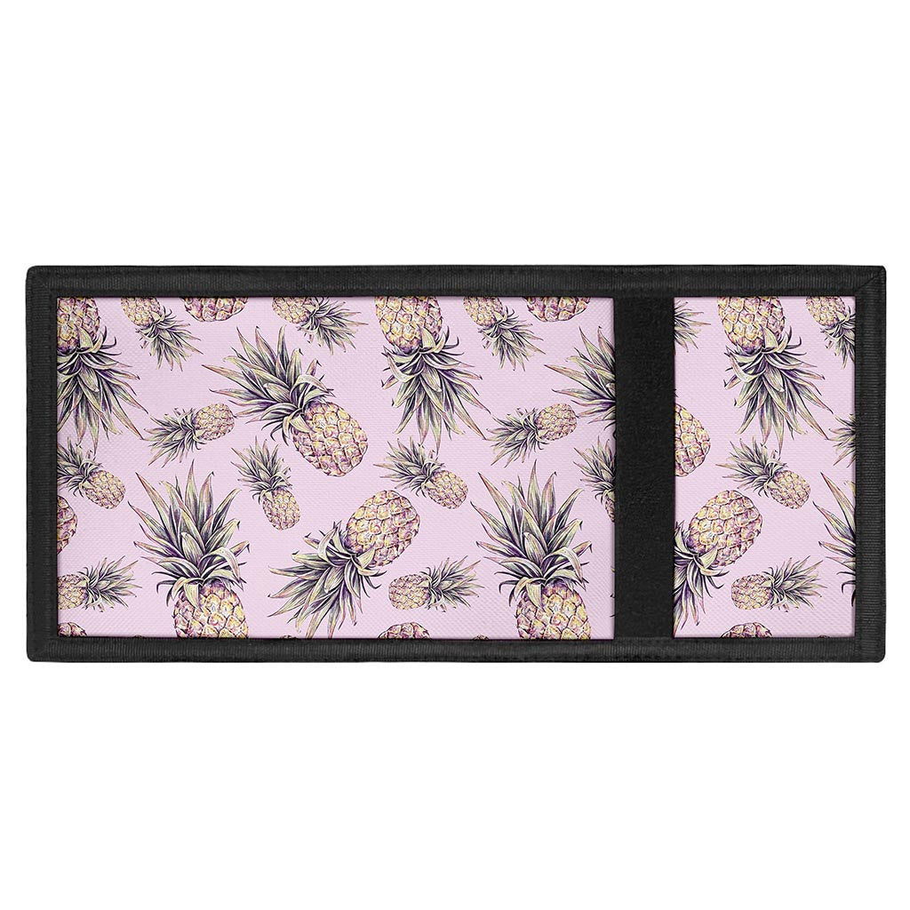 Pink Vintage Pineapple Pattern Print Trifold Wallet