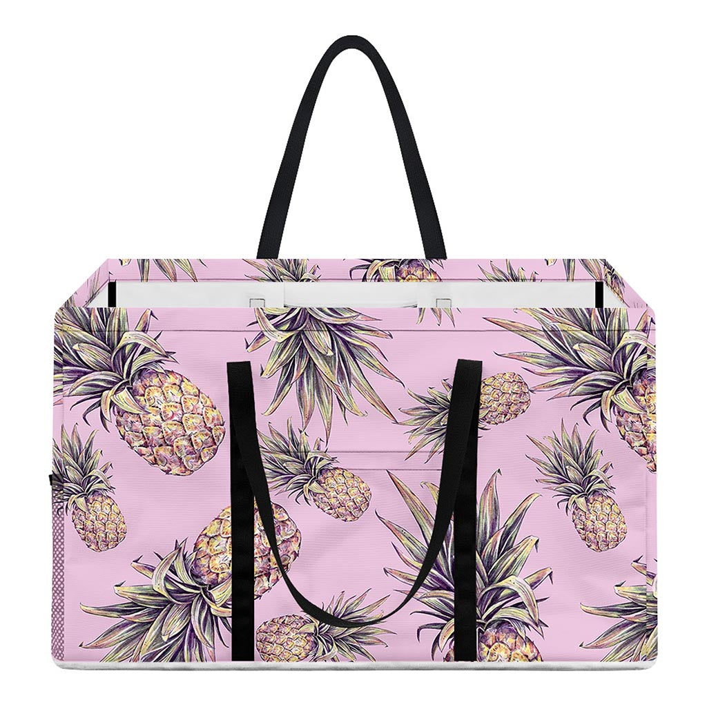 Pink Vintage Pineapple Pattern Print Utility Tote Bag