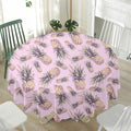 Pink Vintage Pineapple Pattern Print Waterproof Round Tablecloth