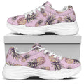 Pink Vintage Pineapple Pattern Print White Chunky Shoes