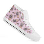 Pink Vintage Pineapple Pattern Print White High Top Sneakers