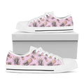 Pink Vintage Pineapple Pattern Print White Low Top Sneakers
