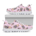 Pink Vintage Pineapple Pattern Print White Running Shoes