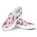 Pink Vintage Pineapple Pattern Print White Slip On Sneakers