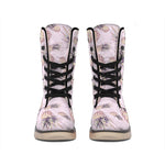 Pink Vintage Pineapple Pattern Print Winter Boots