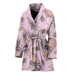 Pink Vintage Pineapple Pattern Print Women's Bathrobe