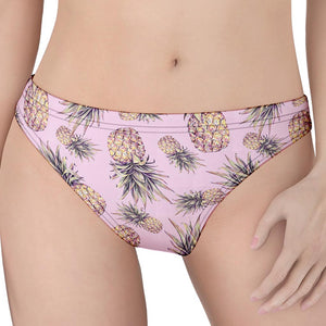 Pink Vintage Pineapple Pattern Print Women's Thong