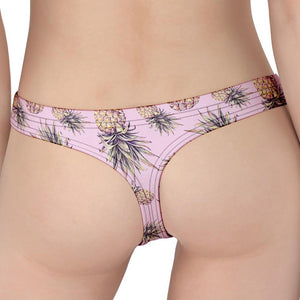 Pink Vintage Pineapple Pattern Print Women's Thong