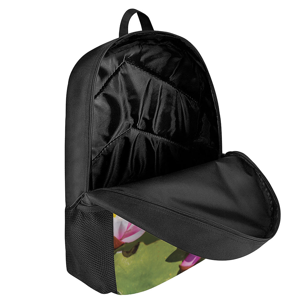 Pink Water Lilies Print 17 Inch Backpack