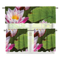 Pink Water Lilies Print 3 Piece Kitchen Curtains