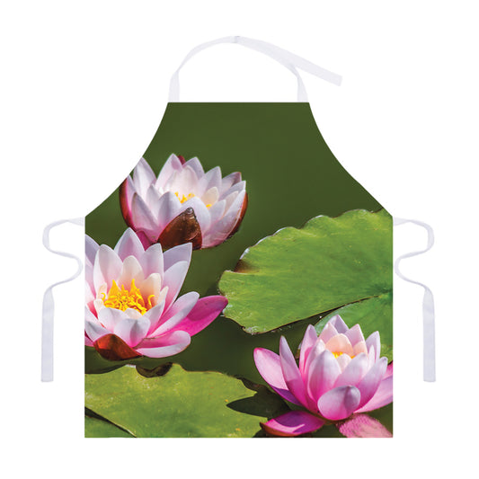 Pink Water Lilies Print Adjustable Apron
