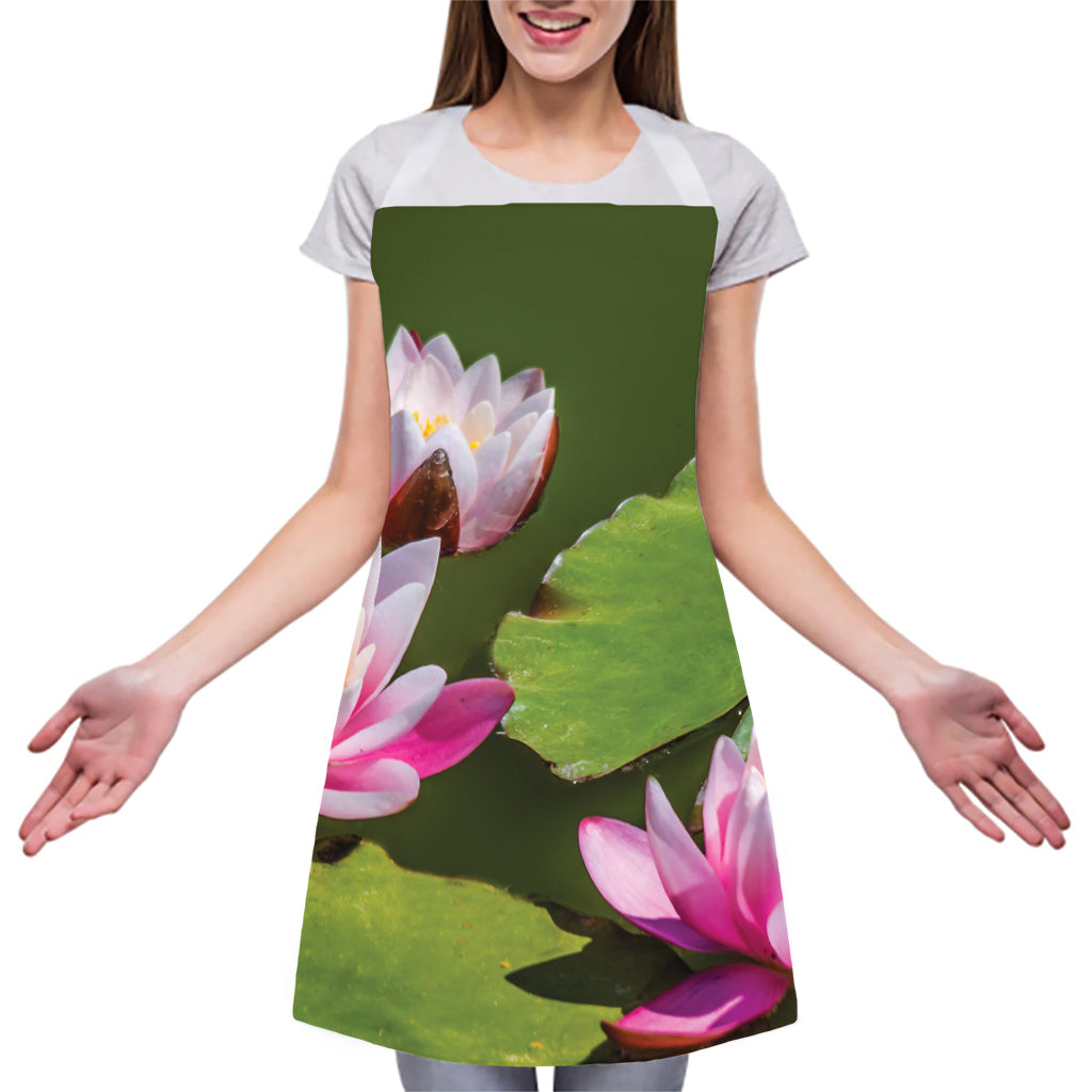 Pink Water Lilies Print Adjustable Apron