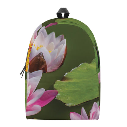 Pink Water Lilies Print Backpack