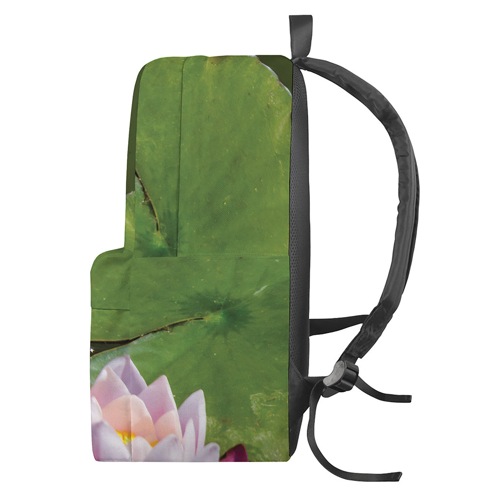 Pink Water Lilies Print Backpack