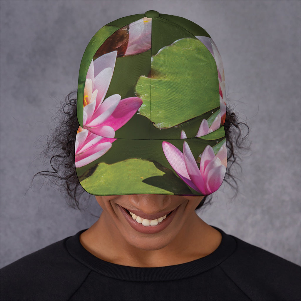 Pink Water Lilies Print Baseball Cap