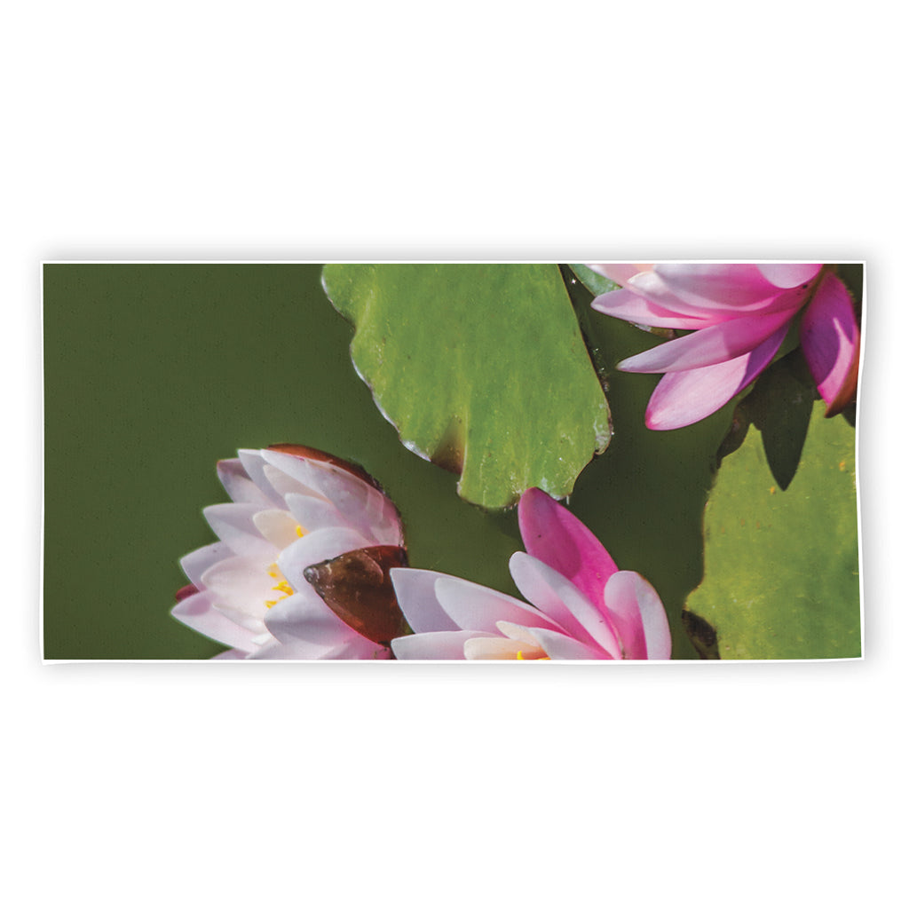 Pink Water Lilies Print Beach Towel