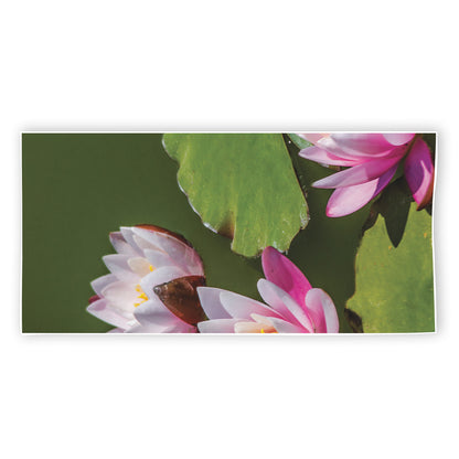 Pink Water Lilies Print Beach Towel