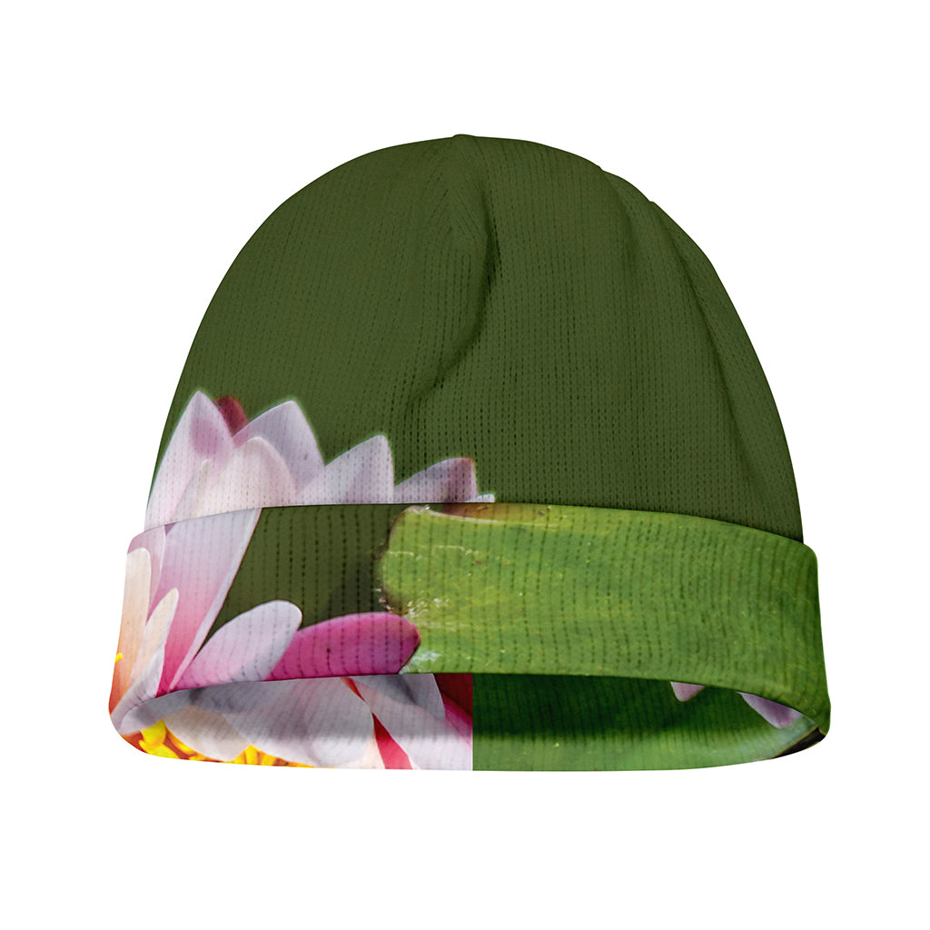 Pink Water Lilies Print Beanie