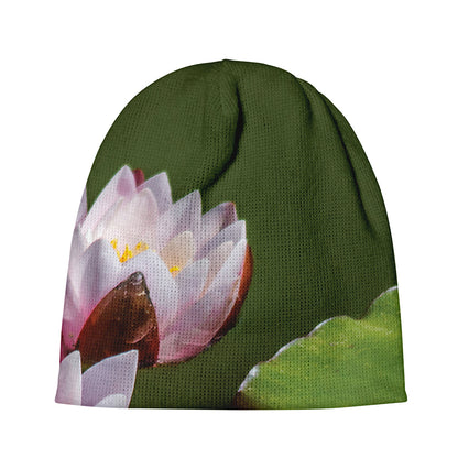 Pink Water Lilies Print Beanie