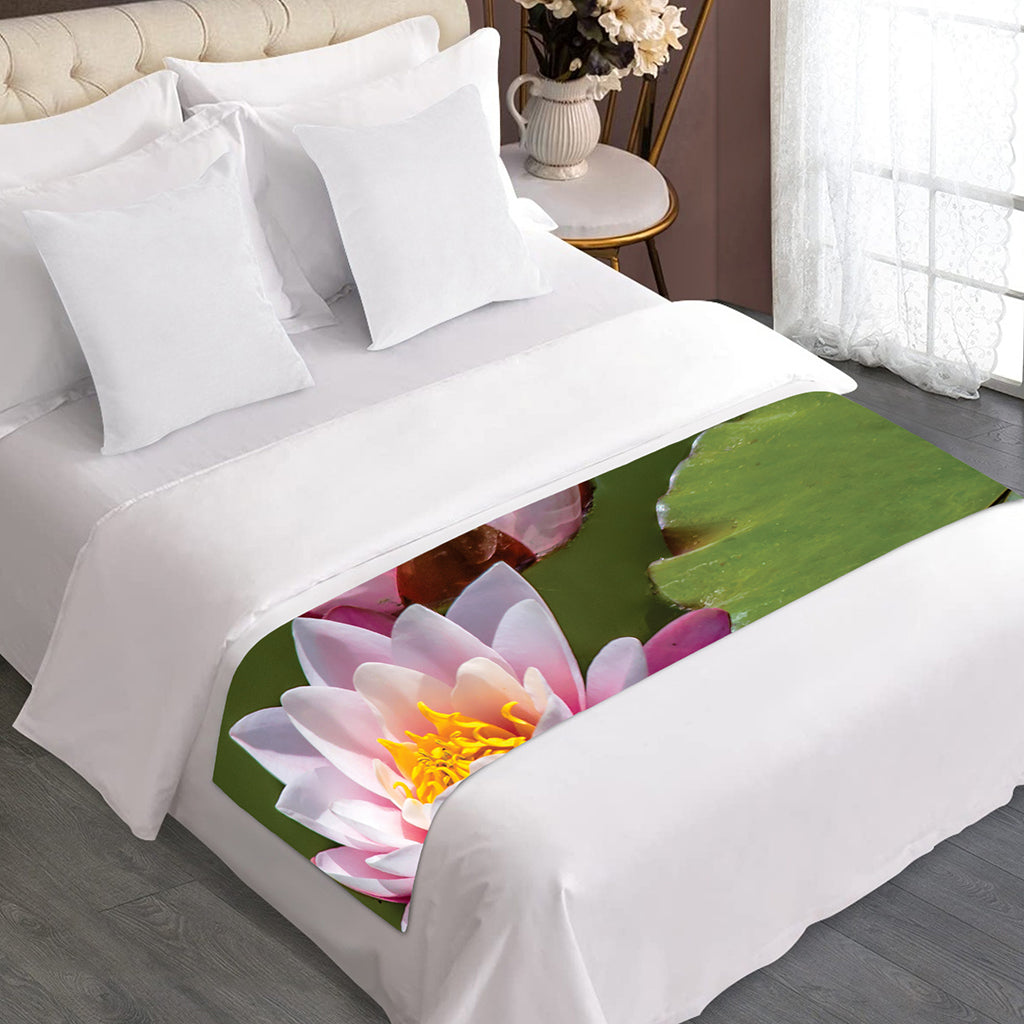Pink Water Lilies Print Bed Runner