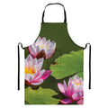 Pink Water Lilies Print Bib Apron With Pocket