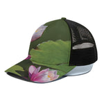 Pink Water Lilies Print Black Mesh Trucker Cap