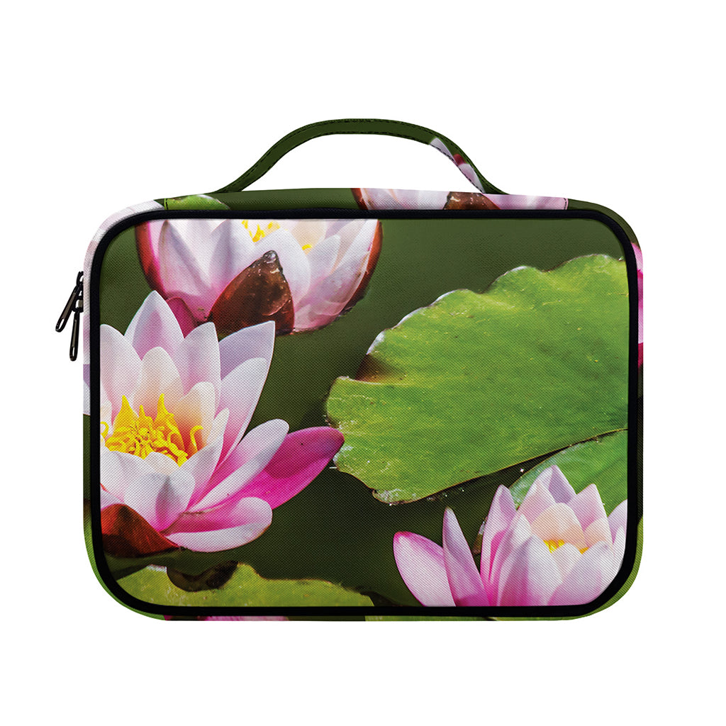 Pink Water Lilies Print Briefcase Bible Bag