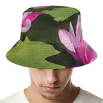 Pink Water Lilies Print Bucket Hat