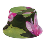 Pink Water Lilies Print Bucket Hat