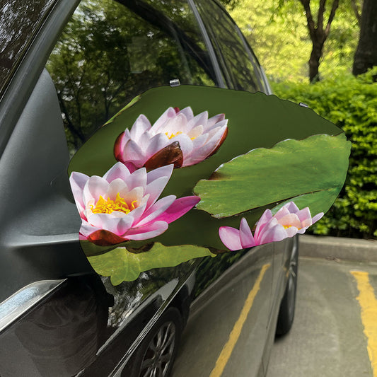 Pink Water Lilies Print Car Side Mirror Covers